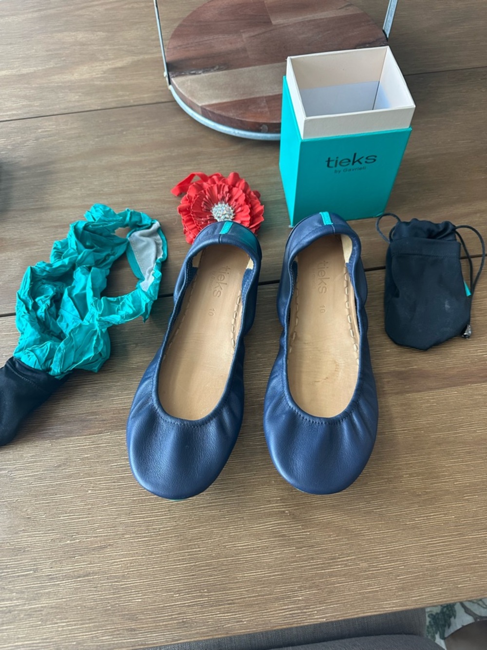 Tieks Navy Leather Foldable Ballet Flats